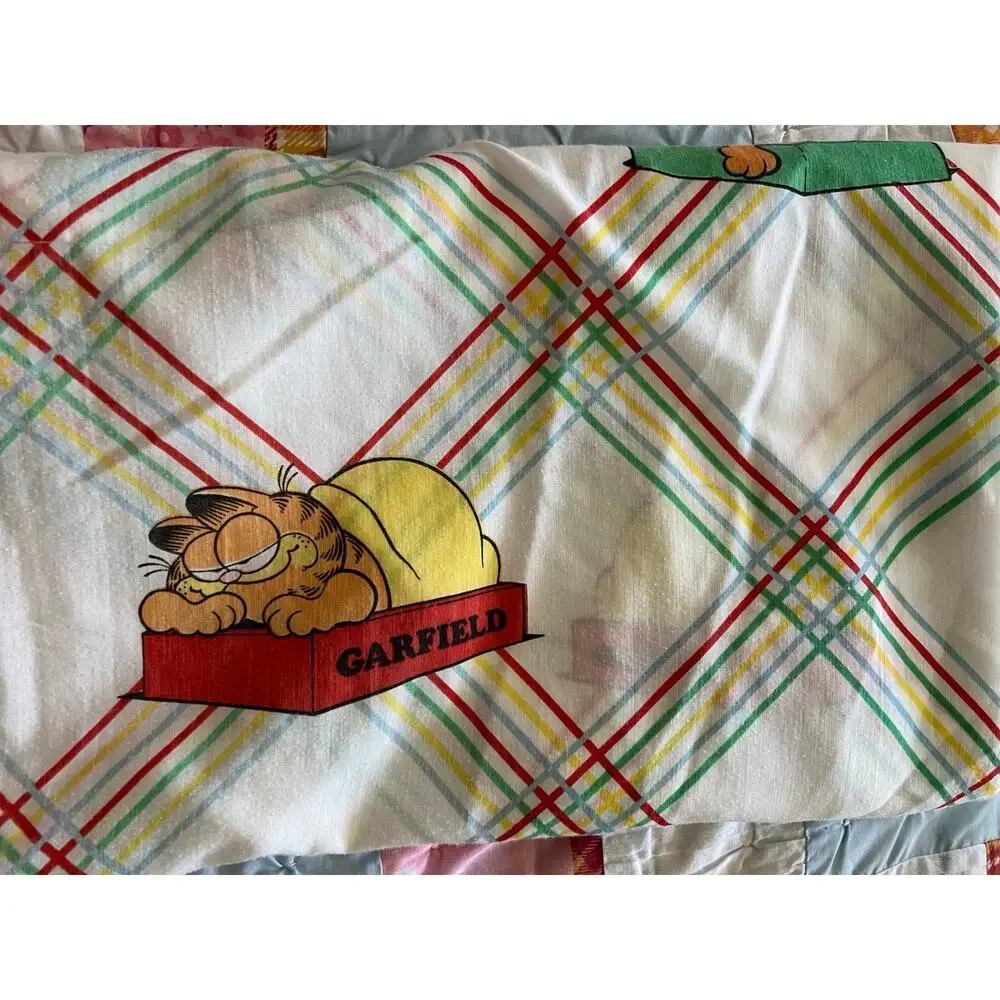 Vintage Garfield Full Sheet set,  flat sheet & fitted, Made USA,Marborough 80/20
